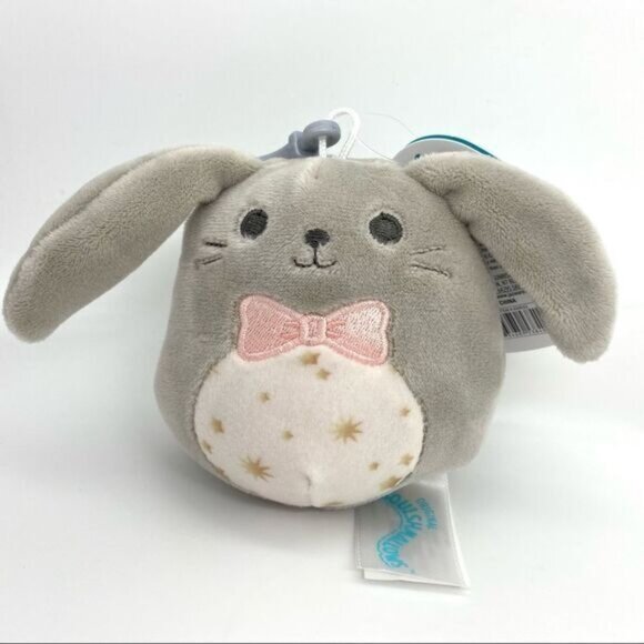 Squishmallow Blake Easter Bunny Rabbit Bowtie Clip On 3.5" Plush Keychain - Picture 1 of 4